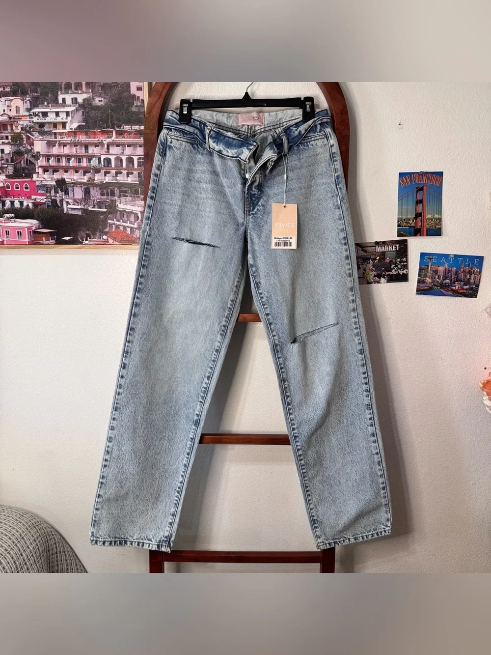 Revice Mixtape 2000's Folded Down Waistband Stone Washed Jeans Size 26 NEW